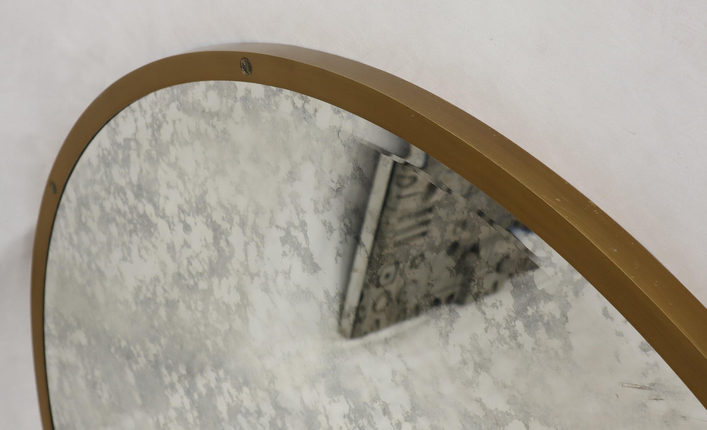 EstablishedLines Large Round Metal Frame Wall Mirror with Screw Head Accents