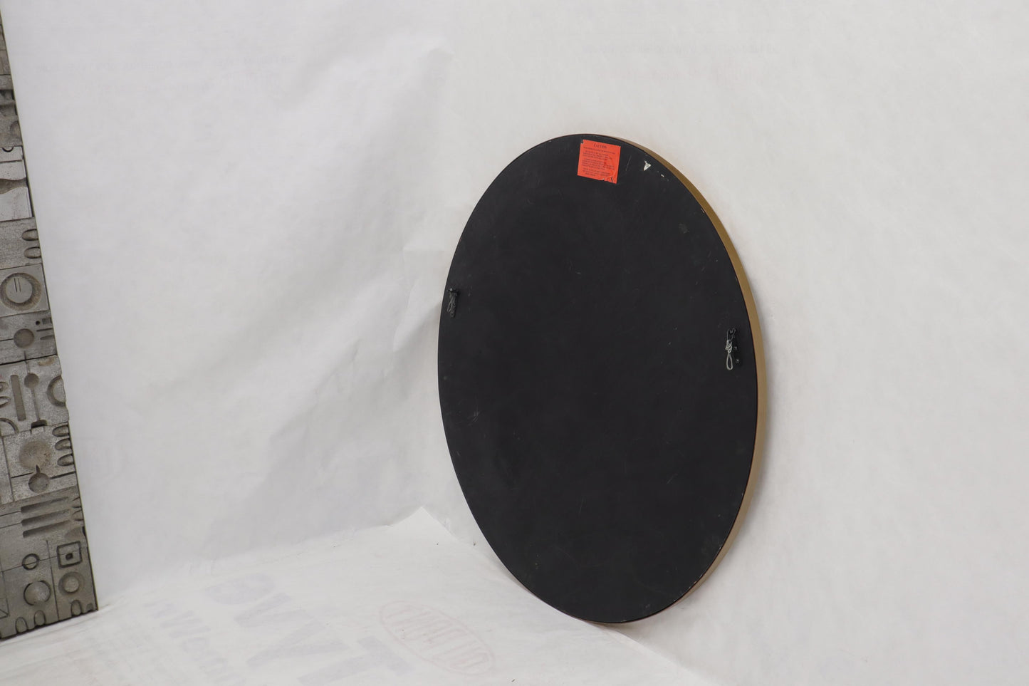 EstablishedLines Large Round Metal Frame Wall Mirror with Screw Head Accents