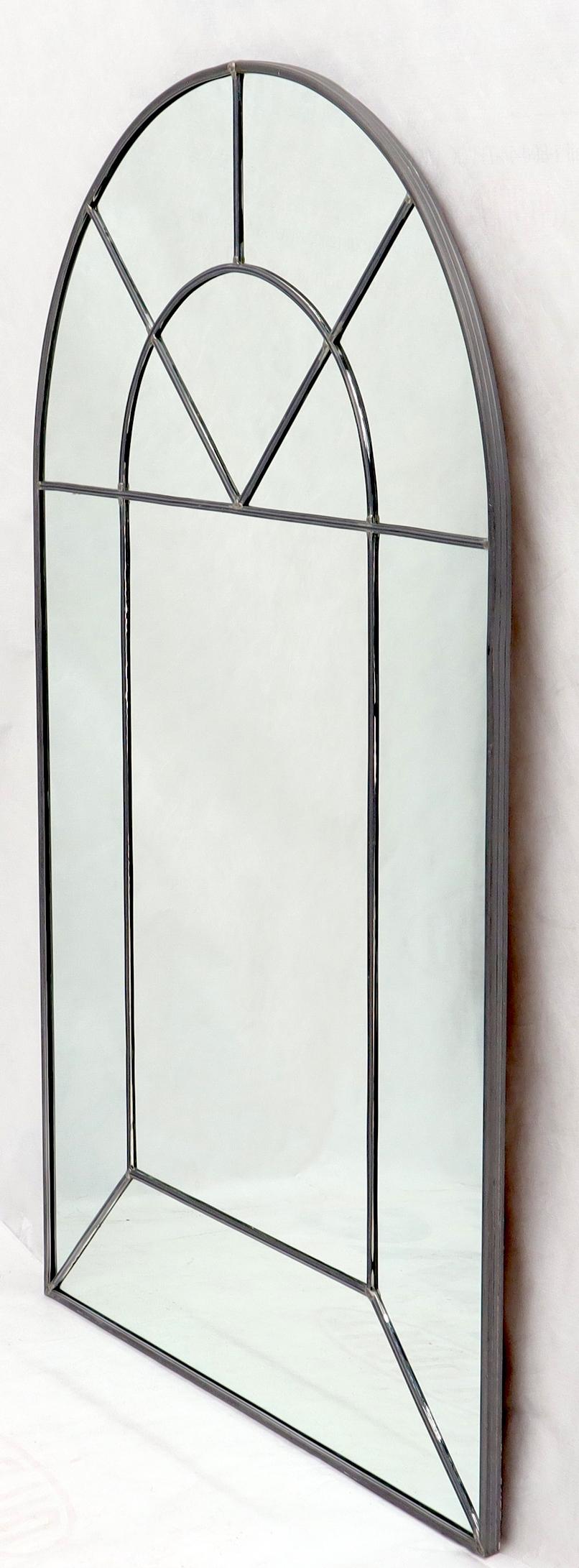 EstablishedLines Large Dome Shape Leaded Glass Wall Mirror Artist Signed and Dated
