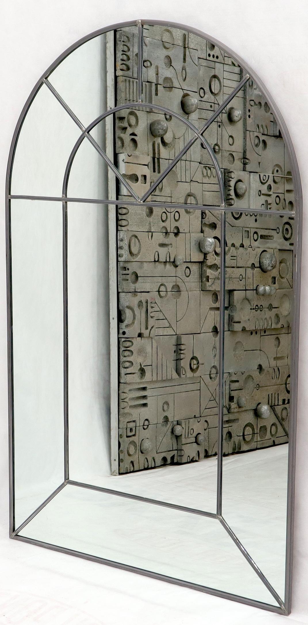 EstablishedLines Large Dome Shape Leaded Glass Wall Mirror Artist Signed and Dated
