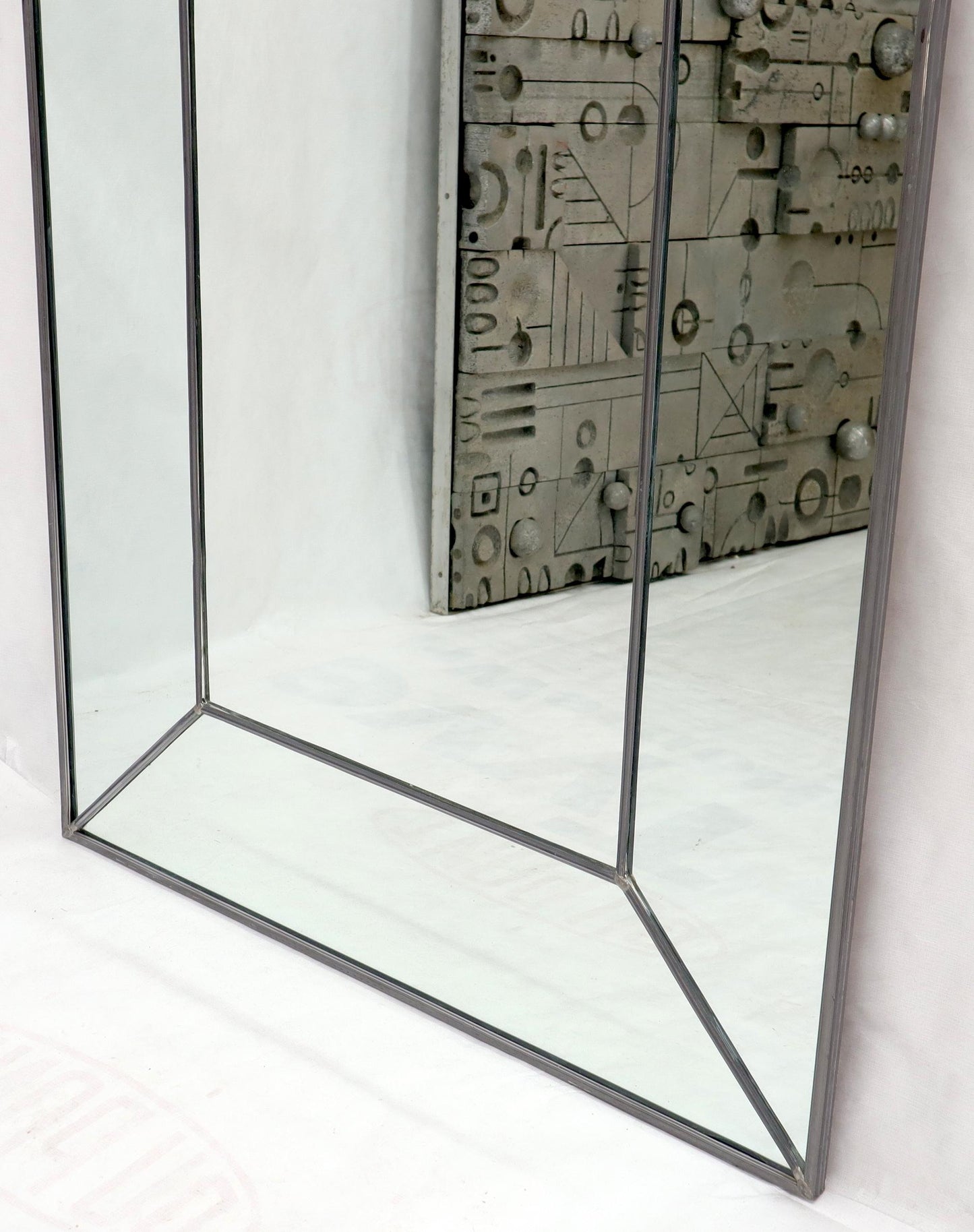 EstablishedLines Large Dome Shape Leaded Glass Wall Mirror Artist Signed and Dated