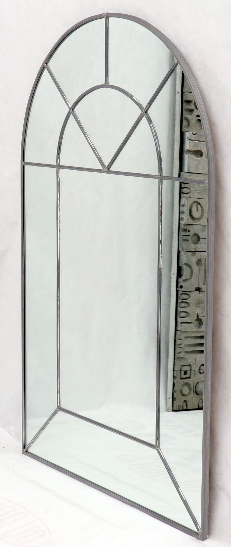 EstablishedLines Large Dome Shape Leaded Glass Wall Mirror Artist Signed and Dated