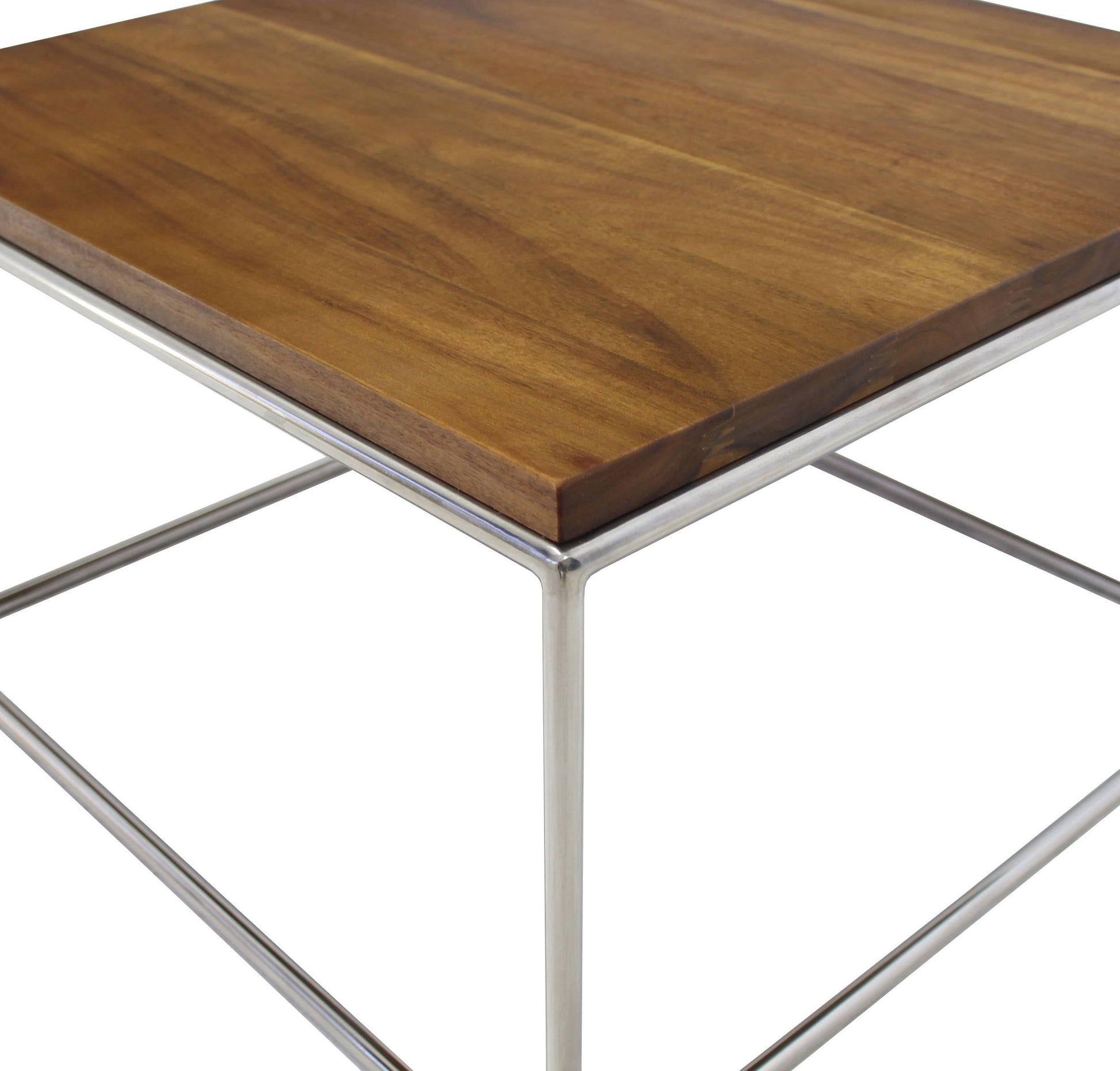 EstablishedLines Solid Stainless Steel Chrome Cube Nesting End Side Step Occasional Tables Set