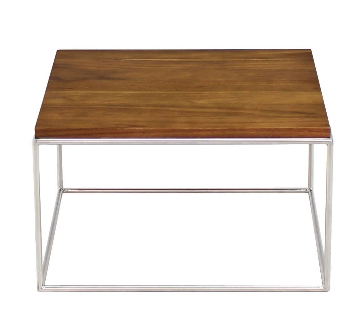 EstablishedLines Solid Stainless Steel Chrome Cube Nesting End Side Step Occasional Tables Set