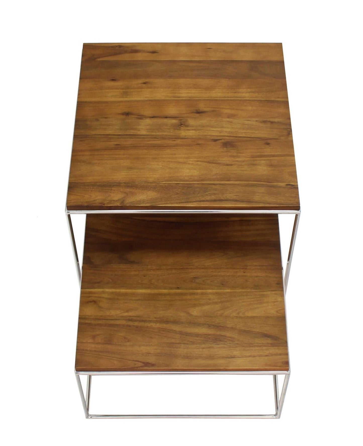 EstablishedLines Solid Stainless Steel Chrome Cube Nesting End Side Step Occasional Tables Set