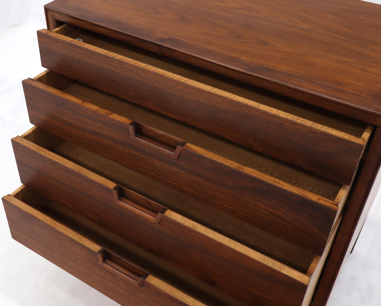 EstablishedLines John Stuart Walnut 4 Drawer Bachelor Chest Small Dresser