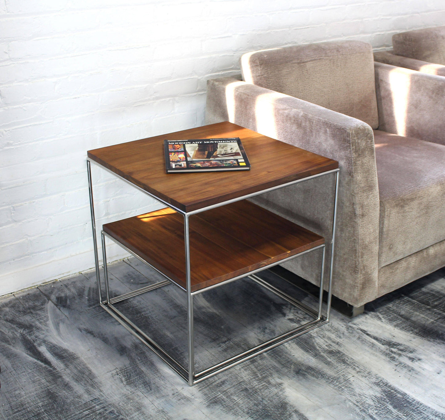 EstablishedLines Solid Stainless Steel Chrome Cube Nesting End Side Step Occasional Tables Set