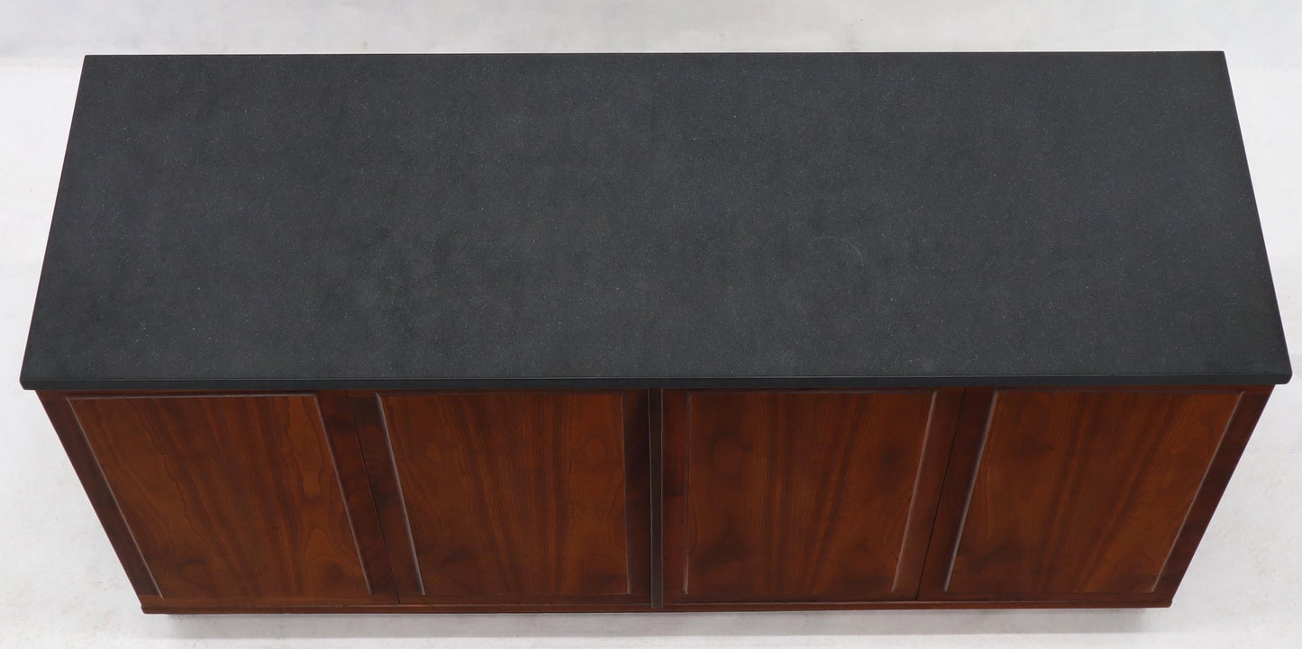 EstablishedLines Walnut Base Petit Credenza with Slate Top TV Stand Cabinet Console Table