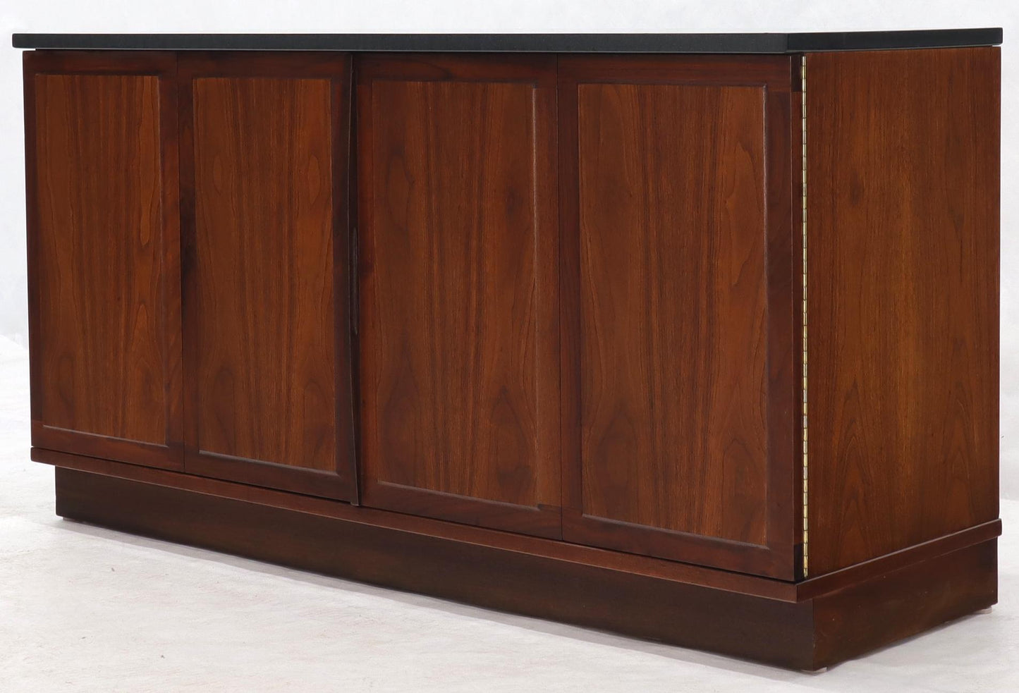EstablishedLines Walnut Base Petit Credenza with Slate Top TV Stand Cabinet Console Table
