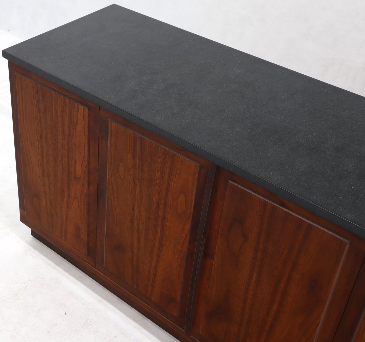 EstablishedLines Walnut Base Petit Credenza with Slate Top TV Stand Cabinet Console Table