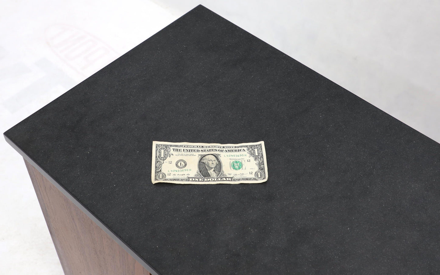 EstablishedLines Walnut Base Petit Credenza with Slate Top TV Stand Cabinet Console Table