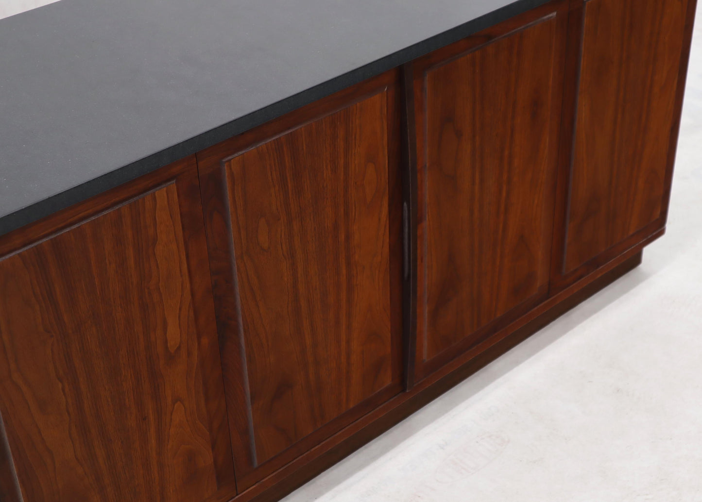 EstablishedLines Walnut Base Petit Credenza with Slate Top TV Stand Cabinet Console Table