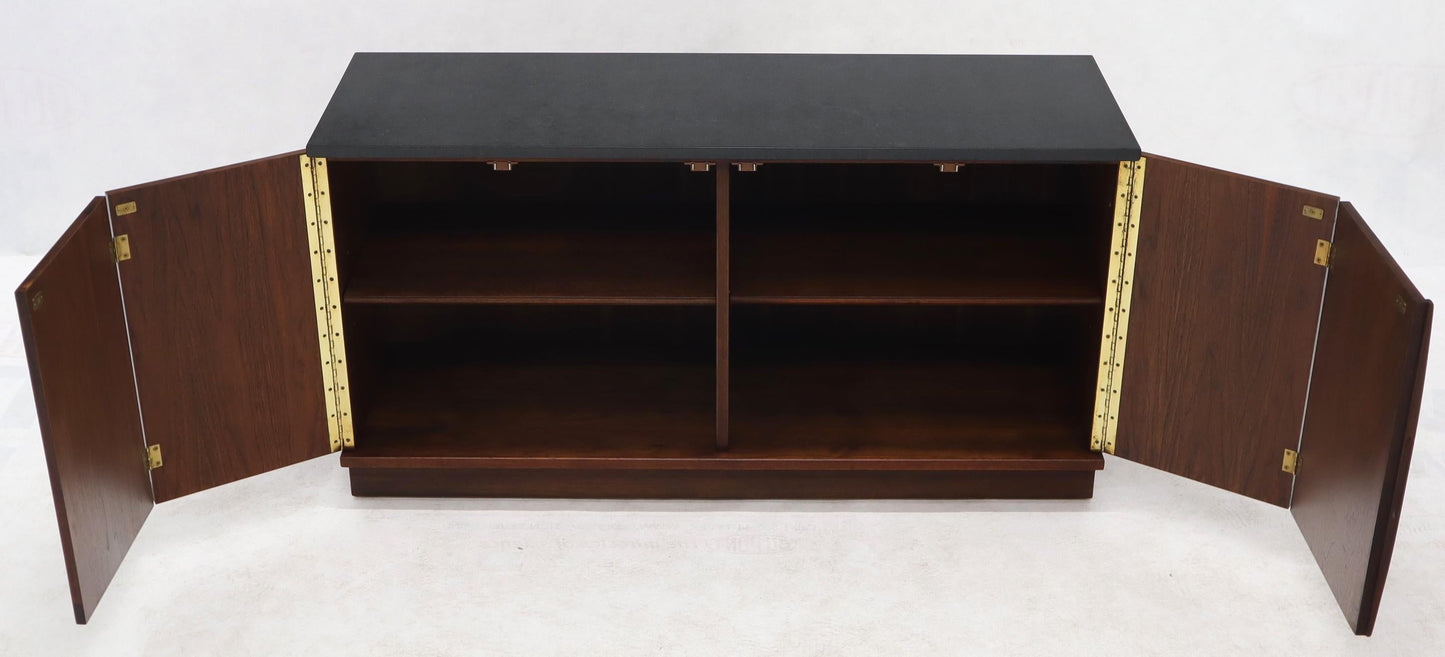 EstablishedLines Walnut Base Petit Credenza with Slate Top TV Stand Cabinet Console Table