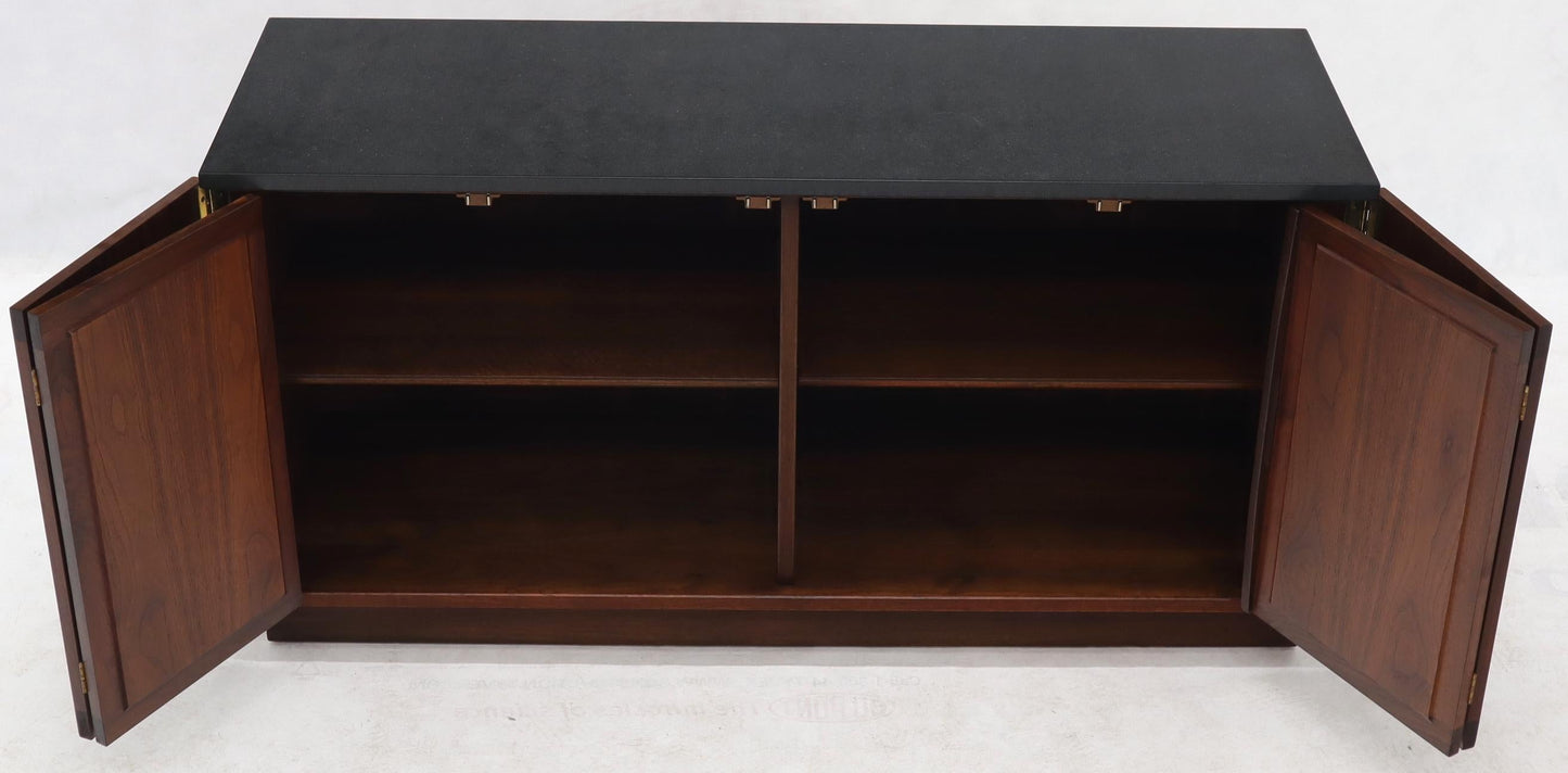 EstablishedLines Walnut Base Petit Credenza with Slate Top TV Stand Cabinet Console Table