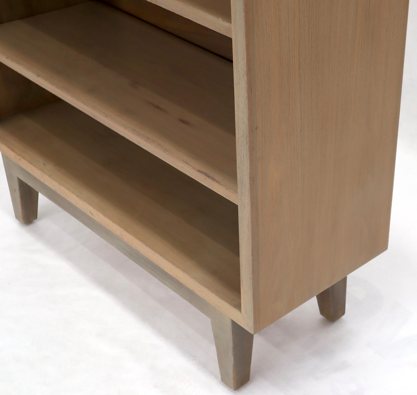 EstablishedLines Pair of White Wash Finish Solid Mahogany Bookcases Cabinets