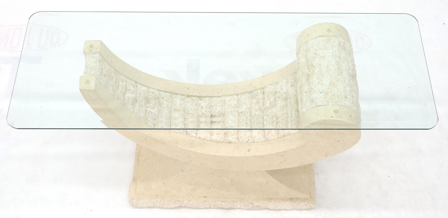 EstablishedLines Tessellated Stone Organic Shape Base Rectangular Sofa Console Table