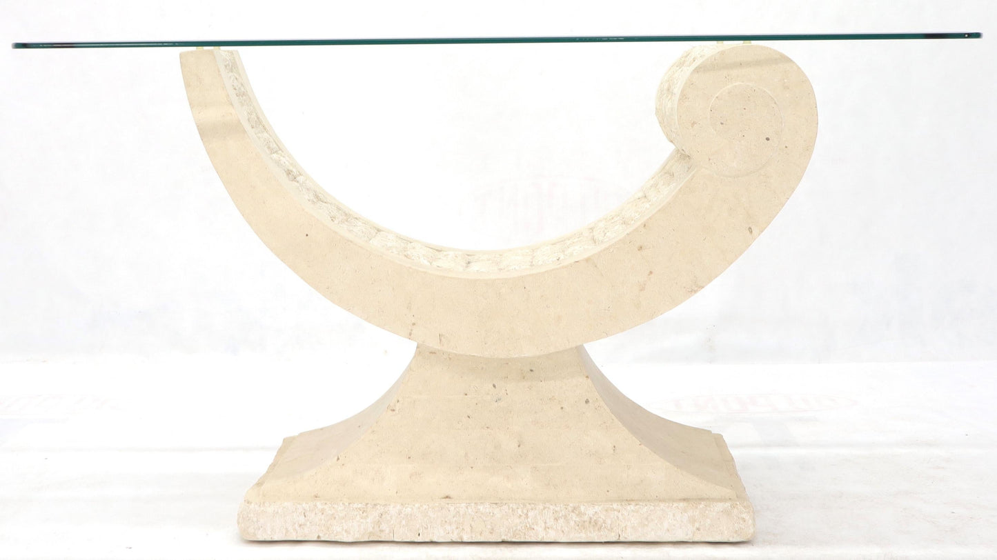 EstablishedLines Tessellated Stone Organic Shape Base Rectangular Sofa Console Table