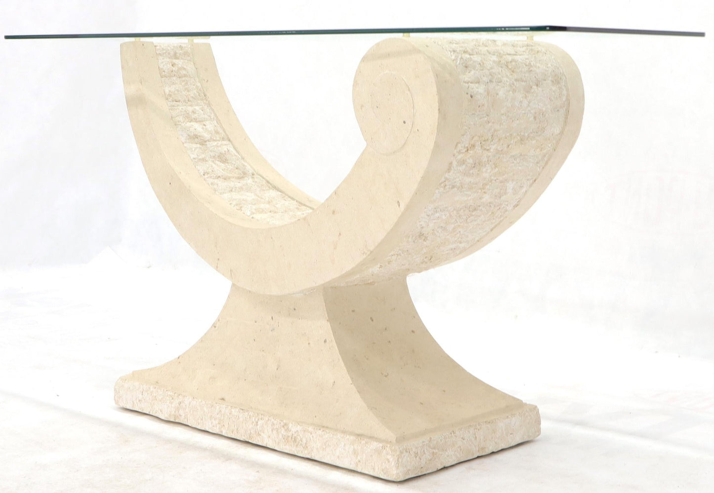 EstablishedLines Tessellated Stone Organic Shape Base Rectangular Sofa Console Table