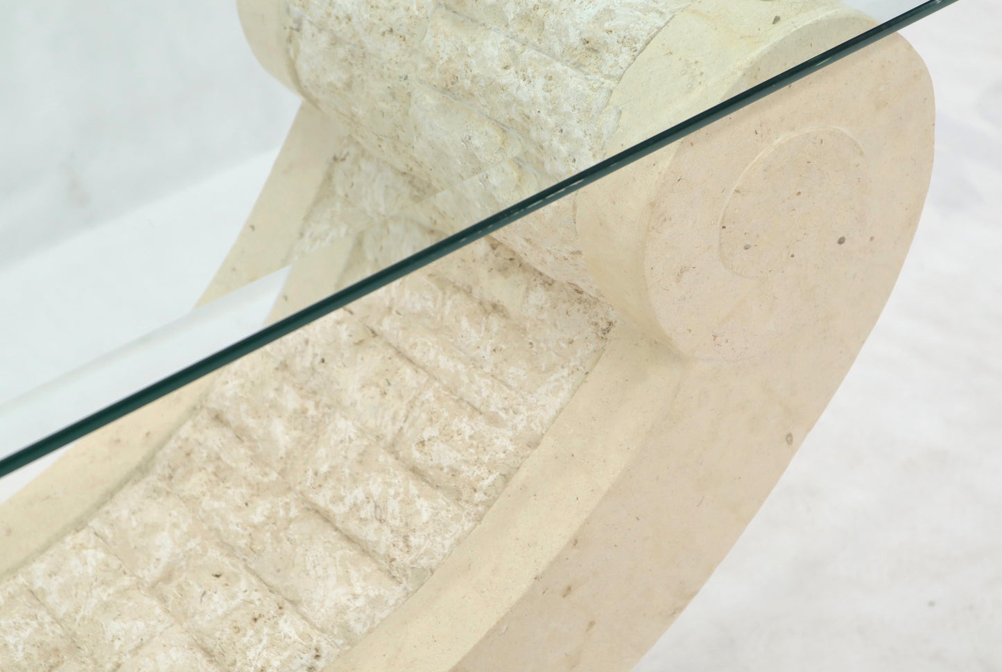 EstablishedLines Tessellated Stone Organic Shape Base Rectangular Sofa Console Table