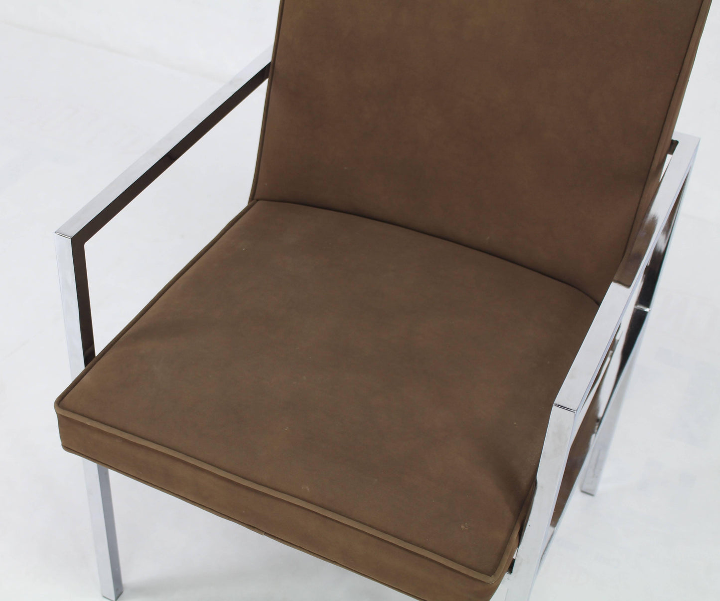 Set of Six Chrome Mid-Century Modern Dining Chairs with Arm Milo Baughman Style