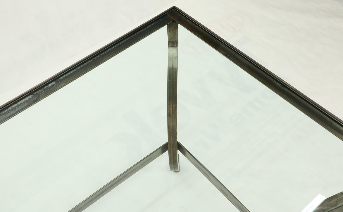 Heavy Iron Base Glass Top Console Table