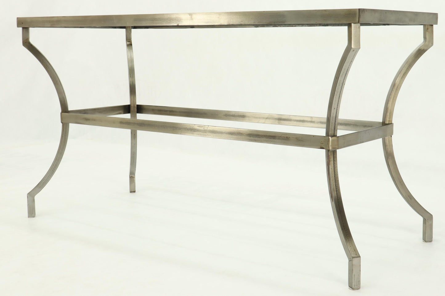 Heavy Iron Base Glass Top Console Table
