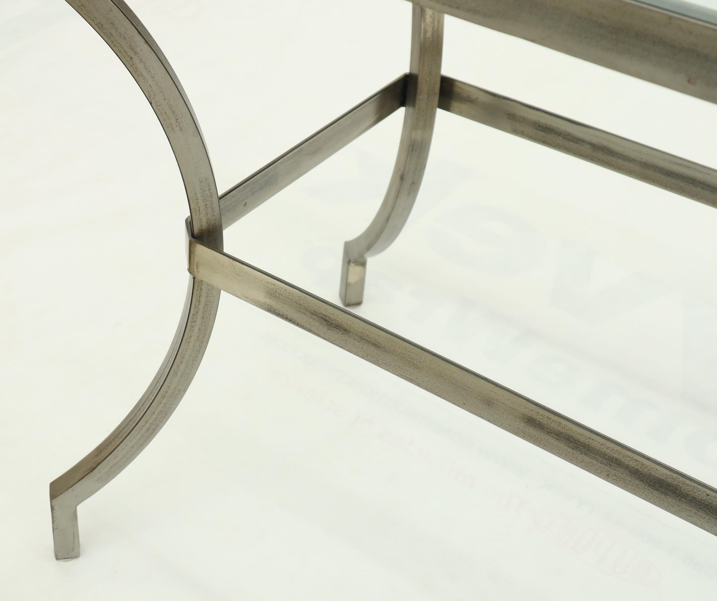 Heavy Iron Base Glass Top Console Table