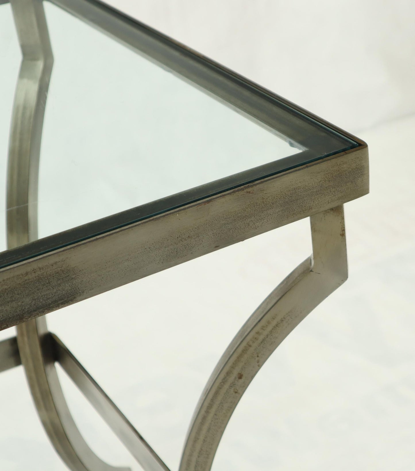 Heavy Iron Base Glass Top Console Table