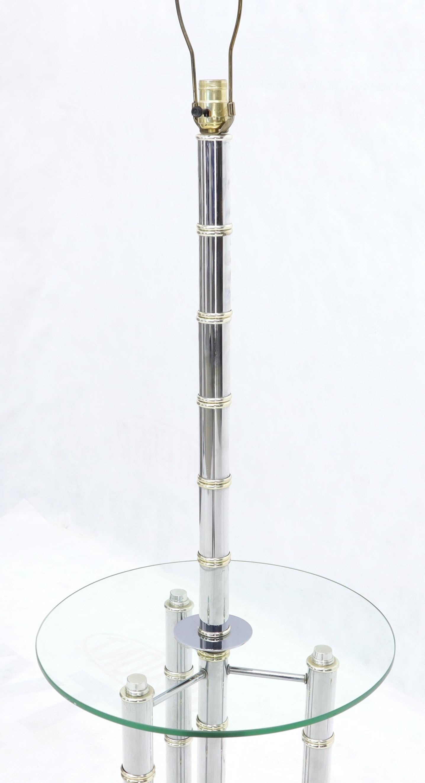 EstablishedLines Chrome and Brass Faux Bamboo Tripod Glass Side Table Floor Lamp