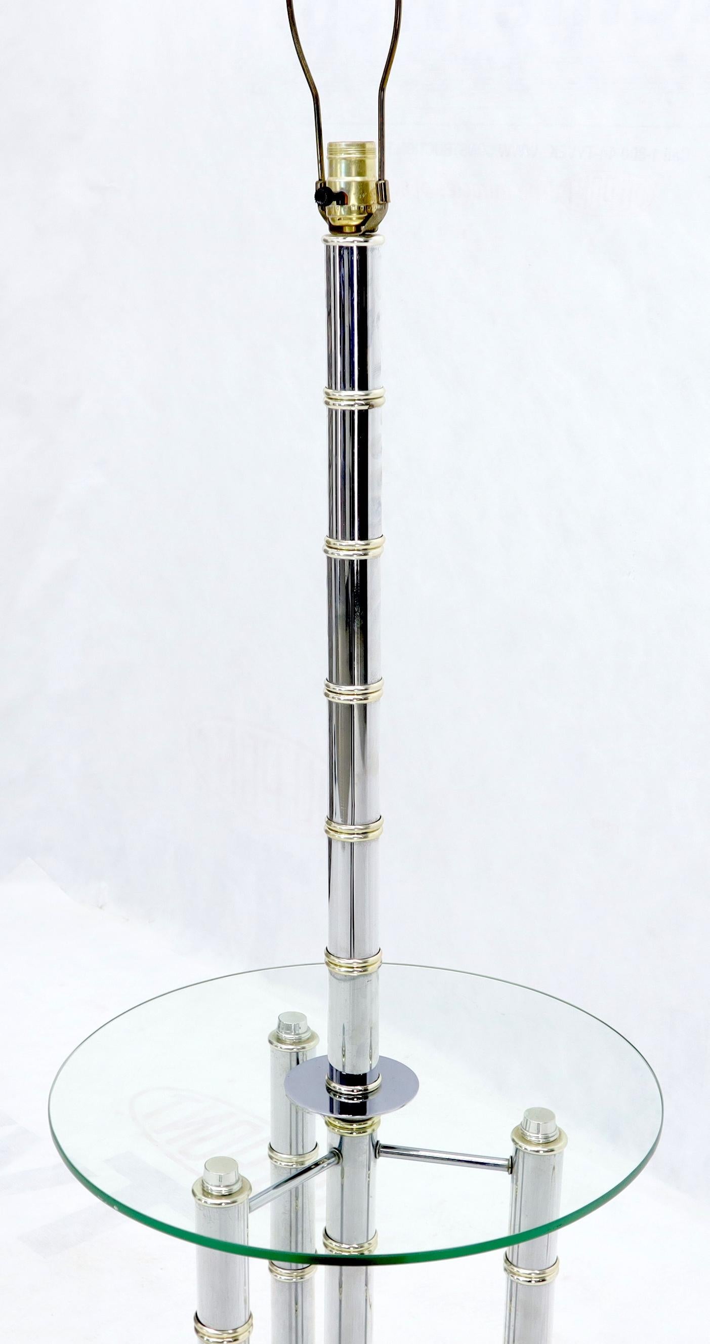 EstablishedLines Chrome and Brass Faux Bamboo Tripod Glass Side Table Floor Lamp