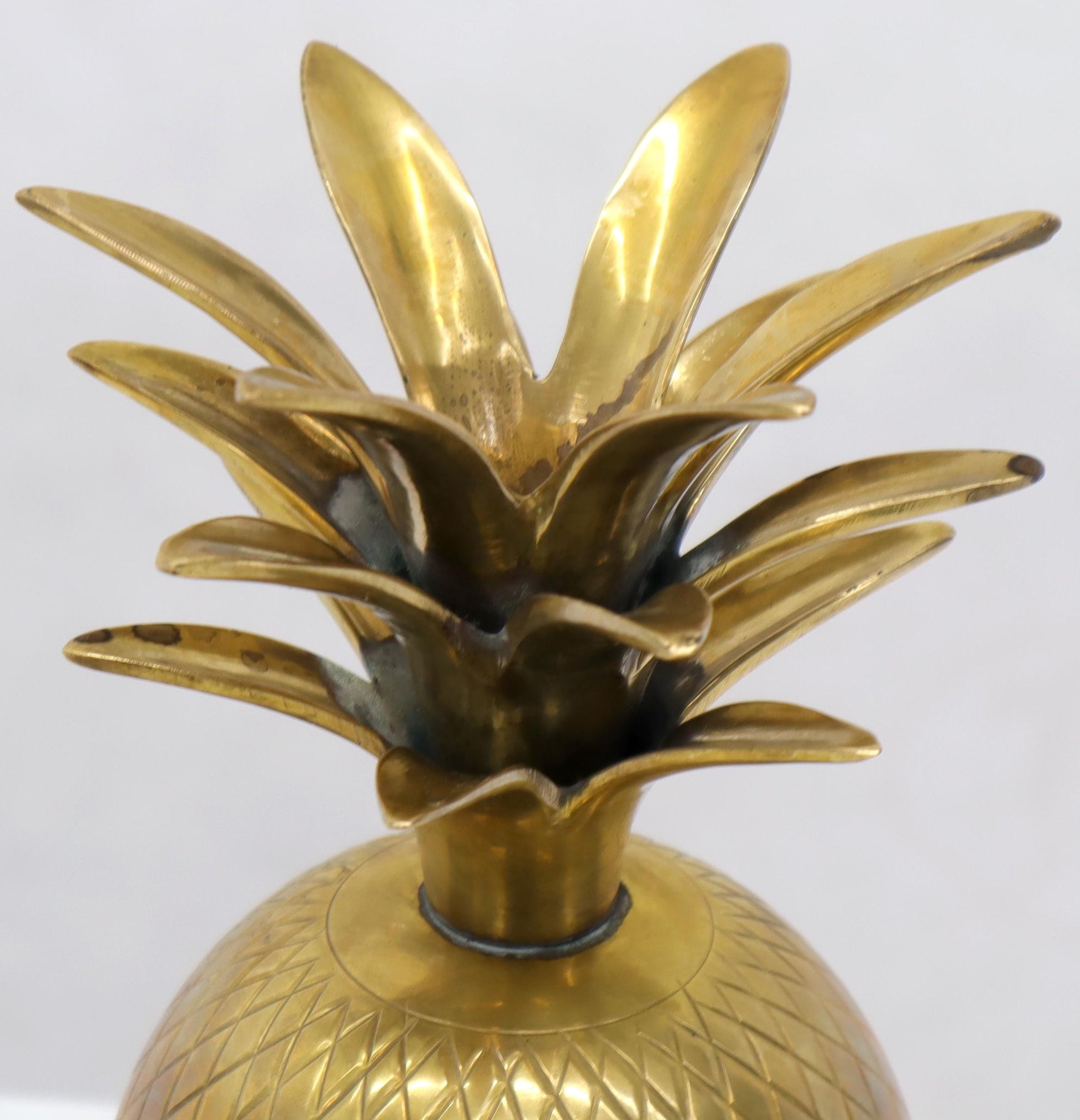 EstablishedLines Gold Tone Solid Brass Pineapple Shape Jar with Lid