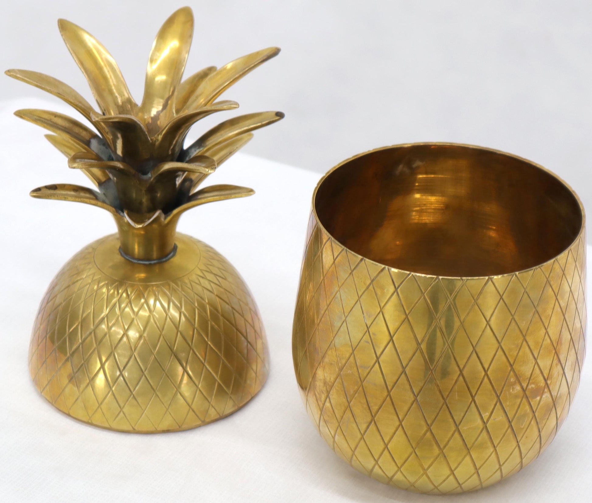 EstablishedLines Gold Tone Solid Brass Pineapple Shape Jar with Lid