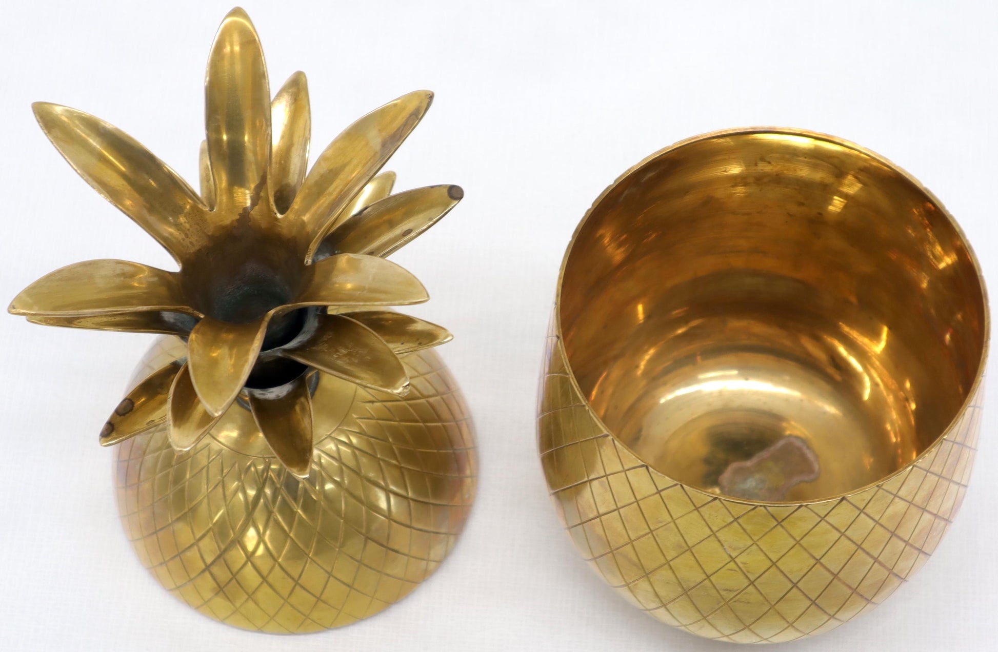 EstablishedLines Gold Tone Solid Brass Pineapple Shape Jar with Lid