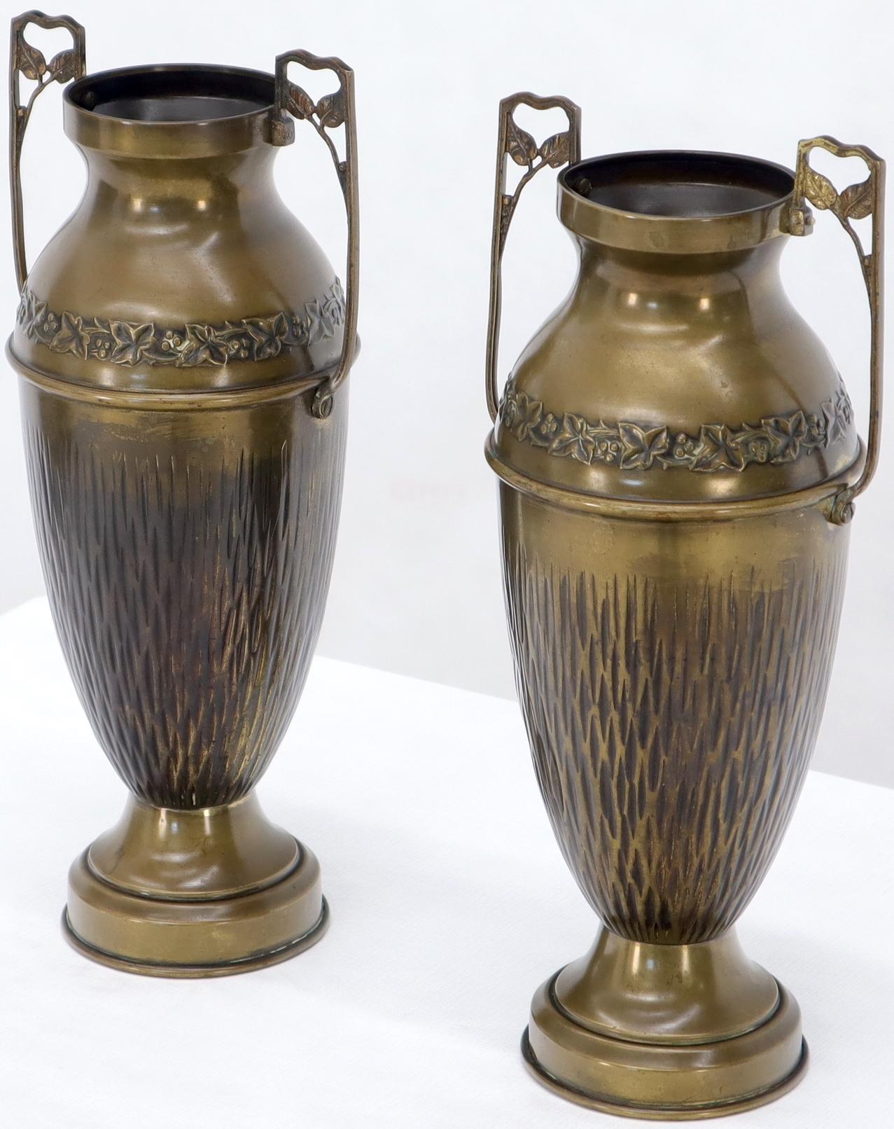 EstablishedLines Pair of Bronze Bohemian Double Handle Urn Shape Vases