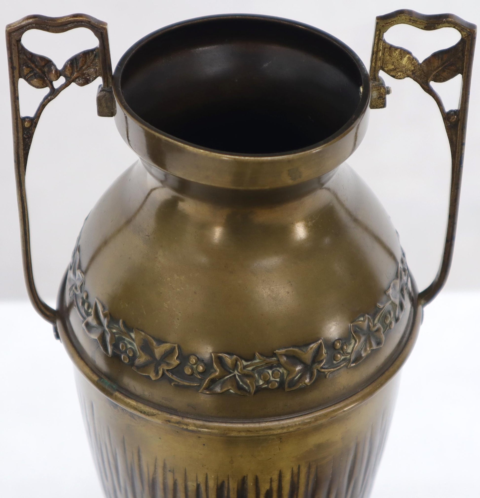 EstablishedLines Pair of Bronze Bohemian Double Handle Urn Shape Vases