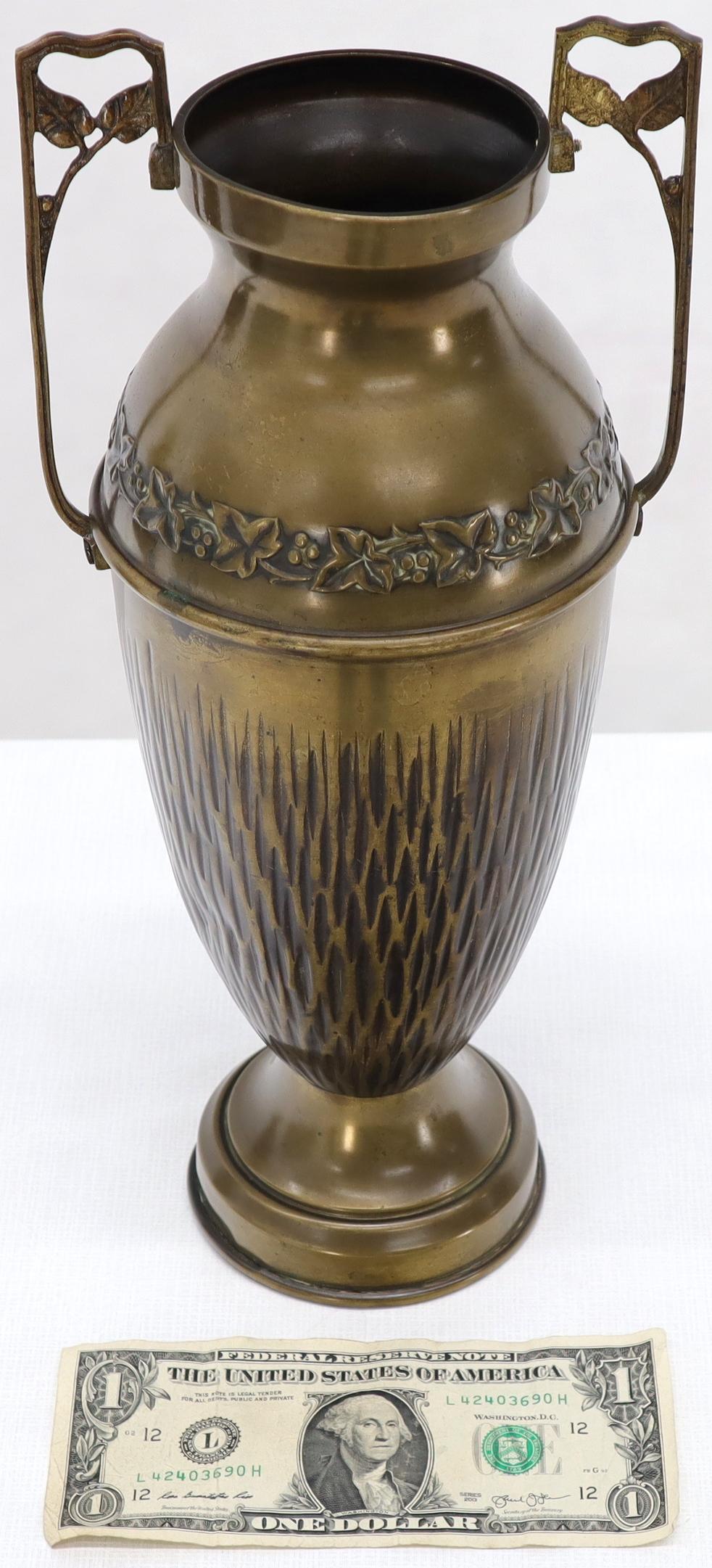 EstablishedLines Pair of Bronze Bohemian Double Handle Urn Shape Vases