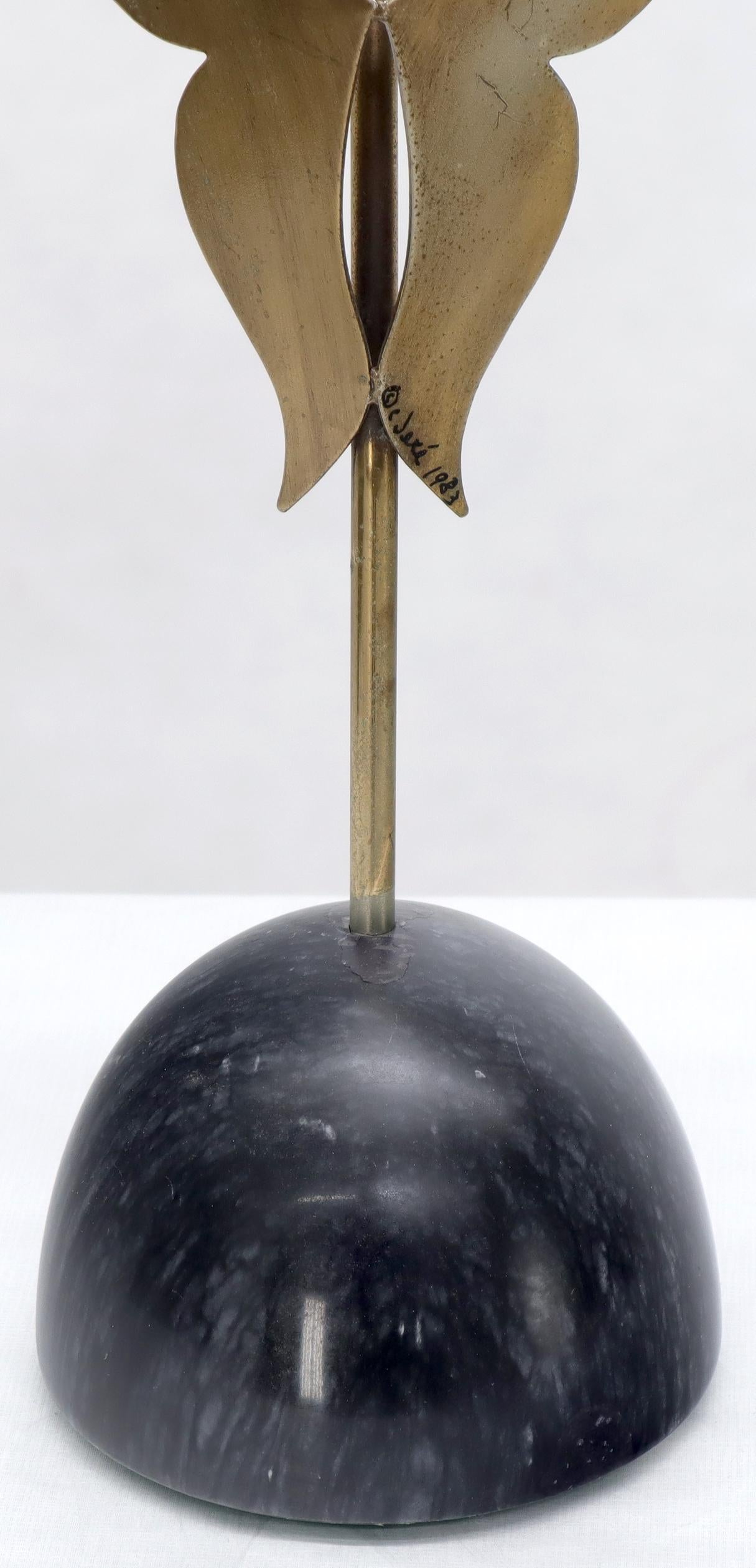 EstablishedLines Curtis Jere Tall Gazelle Horns Sculpture on Half Sphere Shape Marble Base