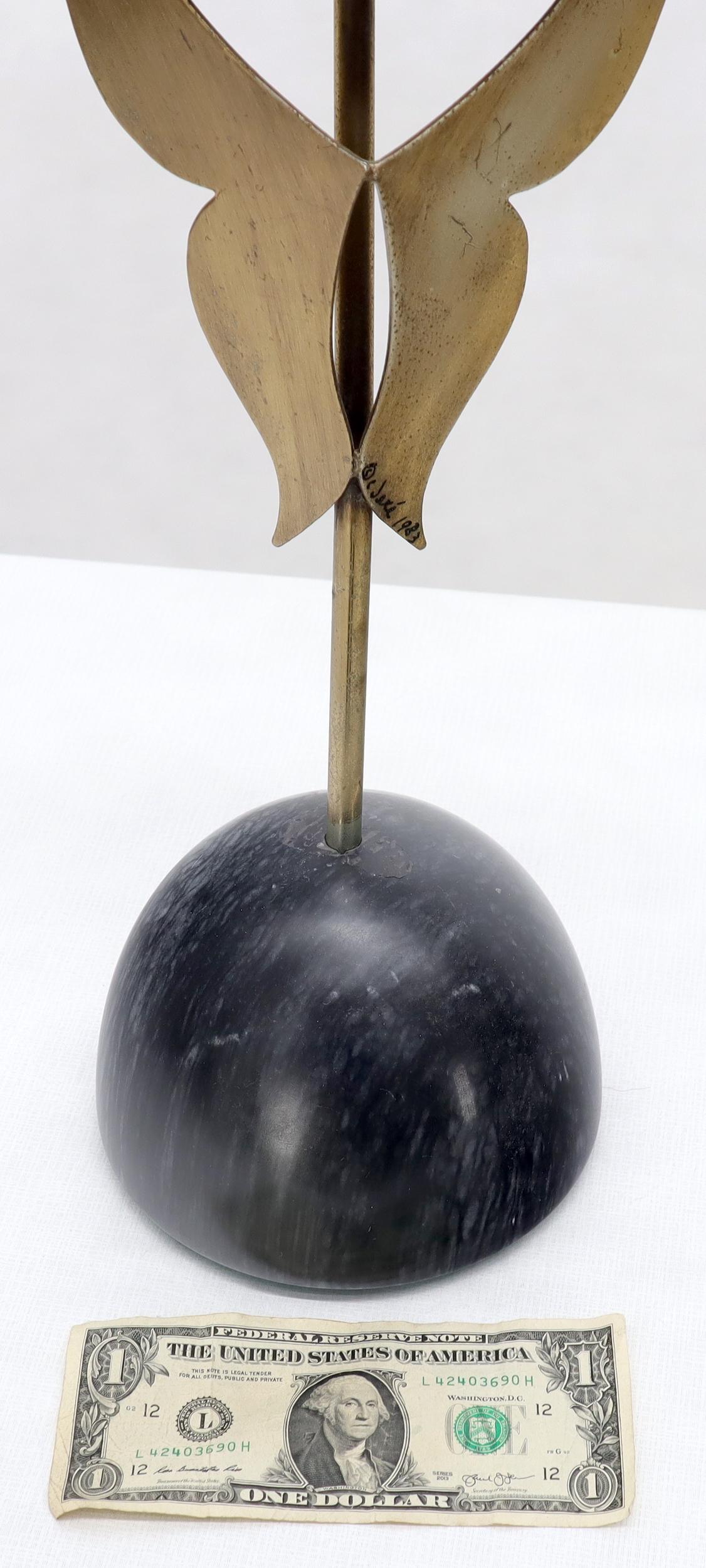 EstablishedLines Curtis Jere Tall Gazelle Horns Sculpture on Half Sphere Shape Marble Base