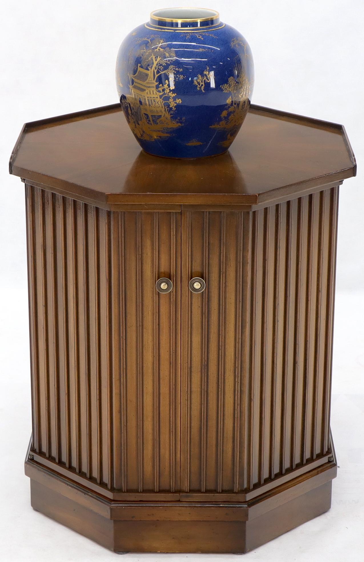 EstablishedLines Two Doors Compartment Cabinet Octagon Shape Side Occasional End Table Pedestal