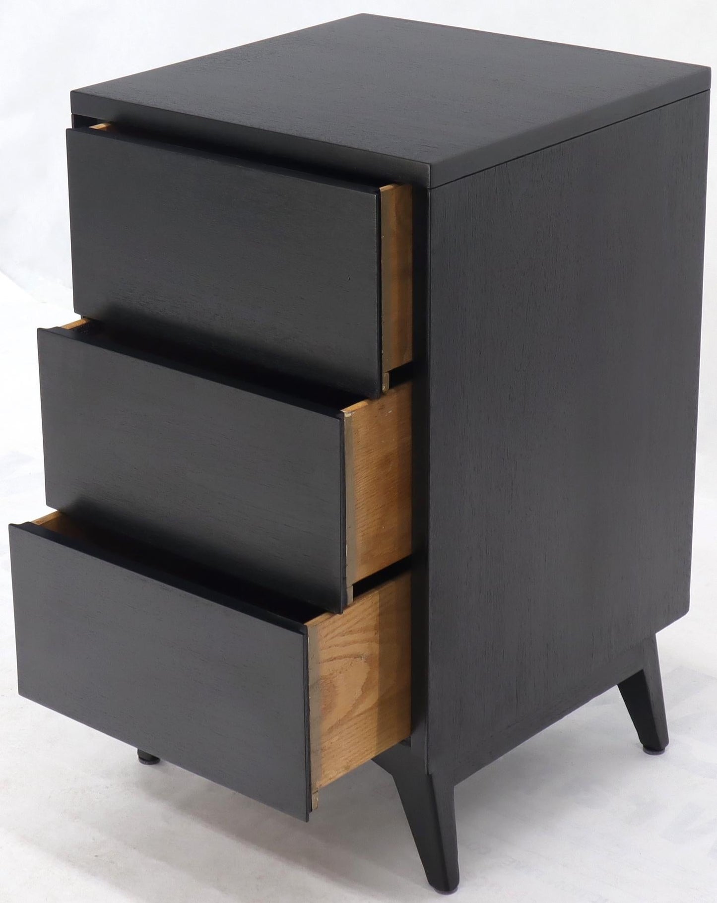 EstablishedLines Pair of Ebonized Mahogany Three Drawers Narrow Chests End Side Tables