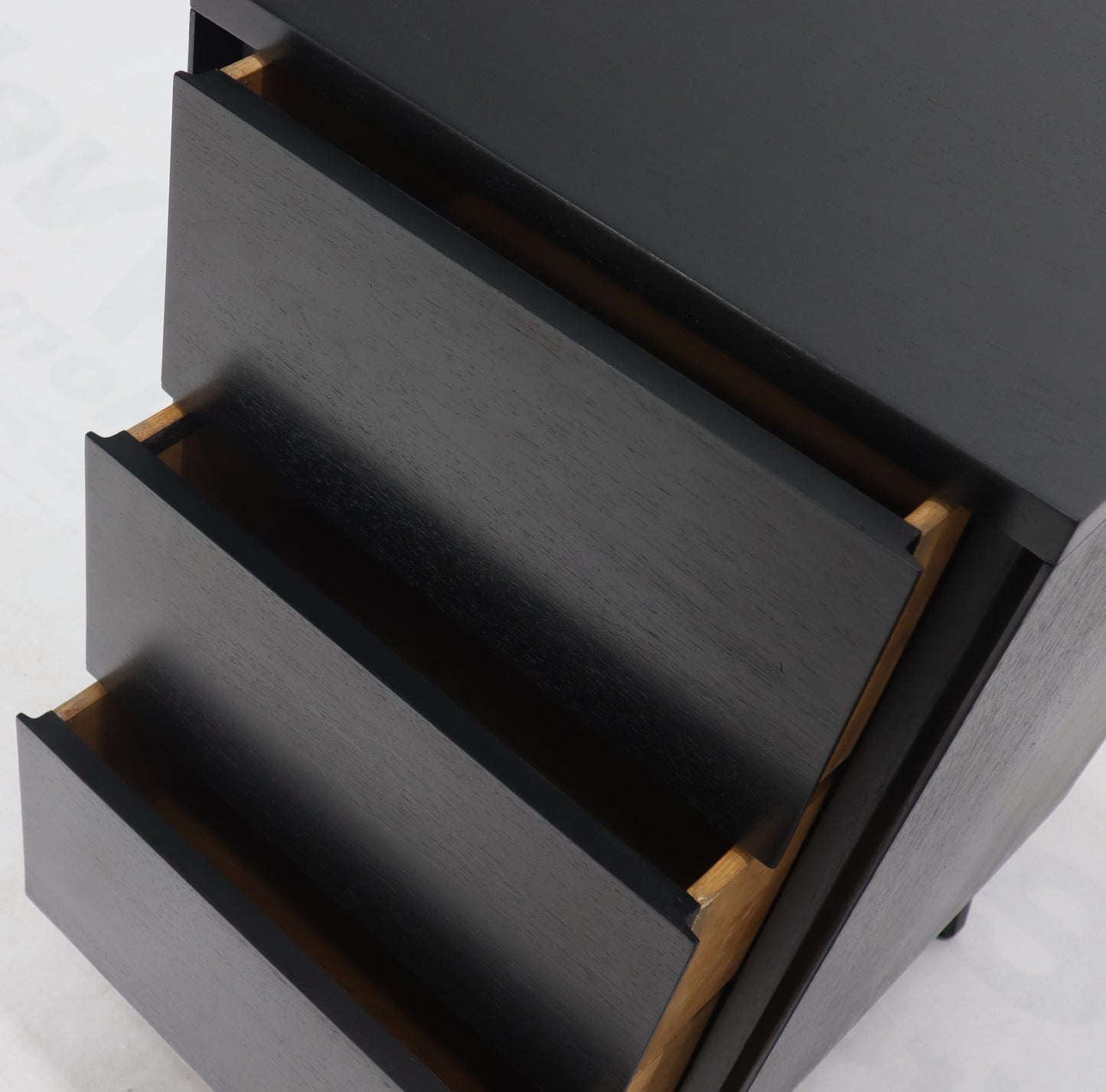 EstablishedLines Pair of Ebonized Mahogany Three Drawers Narrow Chests End Side Tables