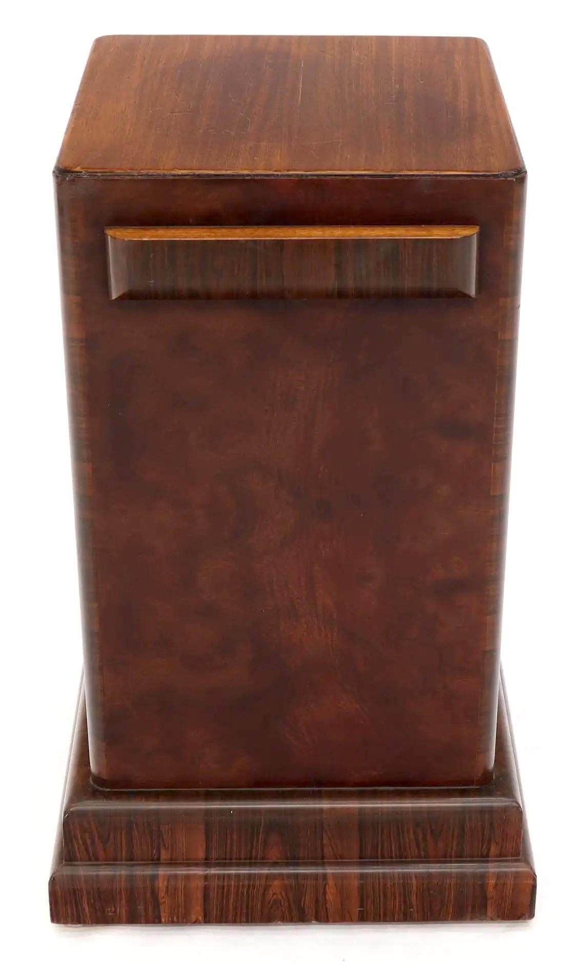 EstablishedLines Art Deco Square Burl Walnut Pedestal