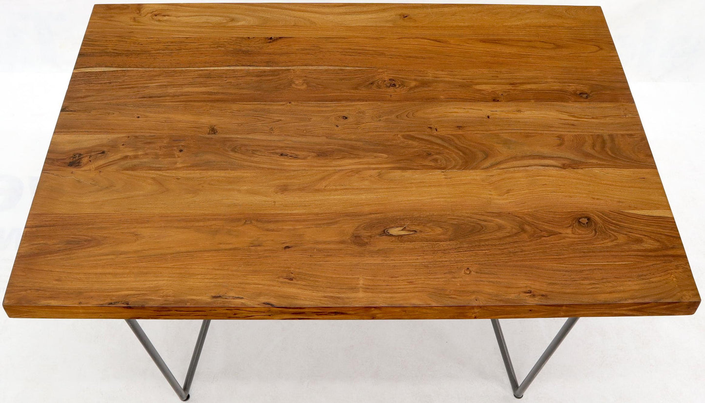 EstablishedLines Solid Thick Teak Block Top Dining Table on Hairpin Legs