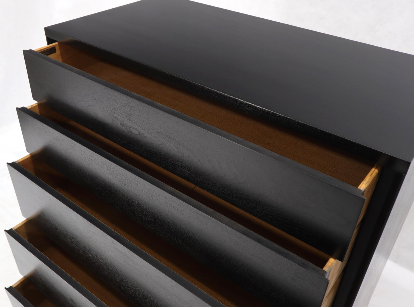 EstablishedLines Five Drawers Black Lacquer Mahogany High Chest Dresser by John Stuart