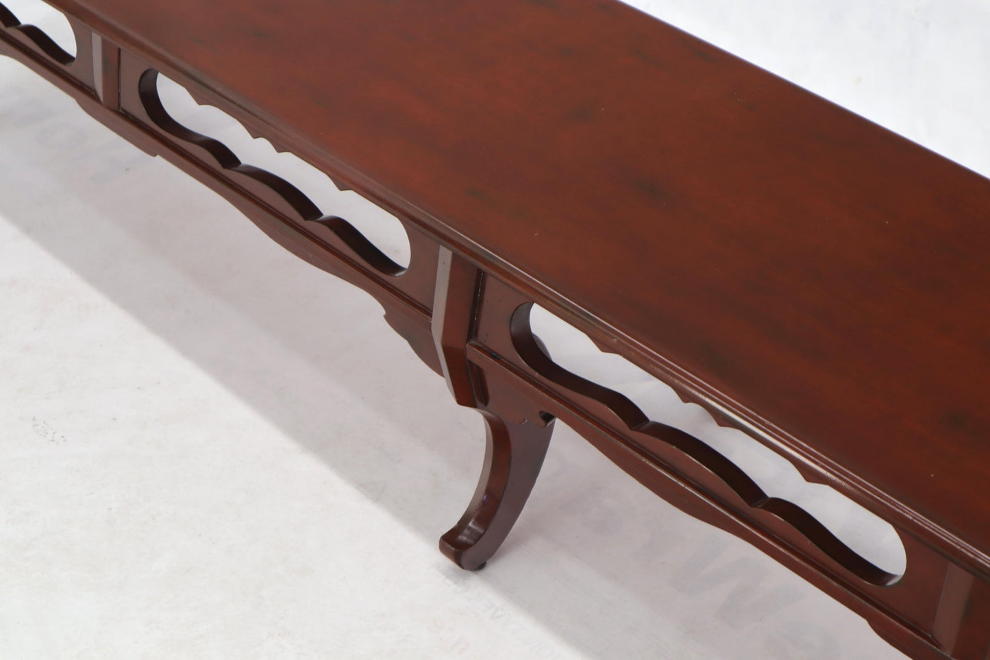 EstablishedLines Long Six-Legged Blood Cherry Lacquer Finish Display Bench