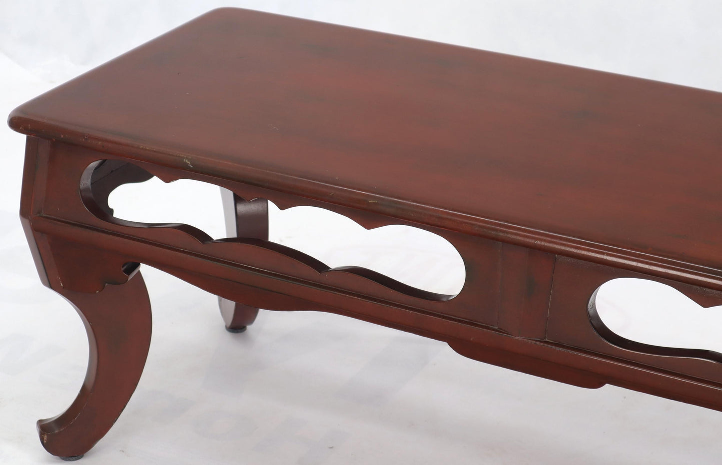 EstablishedLines Long Six-Legged Blood Cherry Lacquer Finish Display Bench