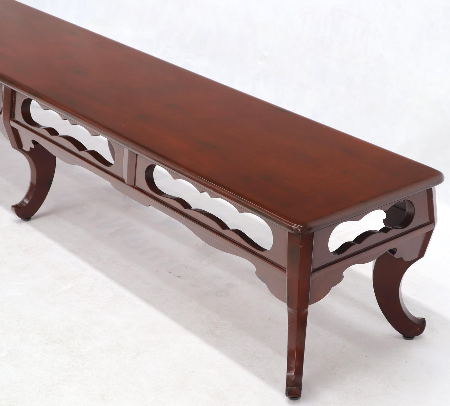 EstablishedLines Long Six-Legged Blood Cherry Lacquer Finish Display Bench