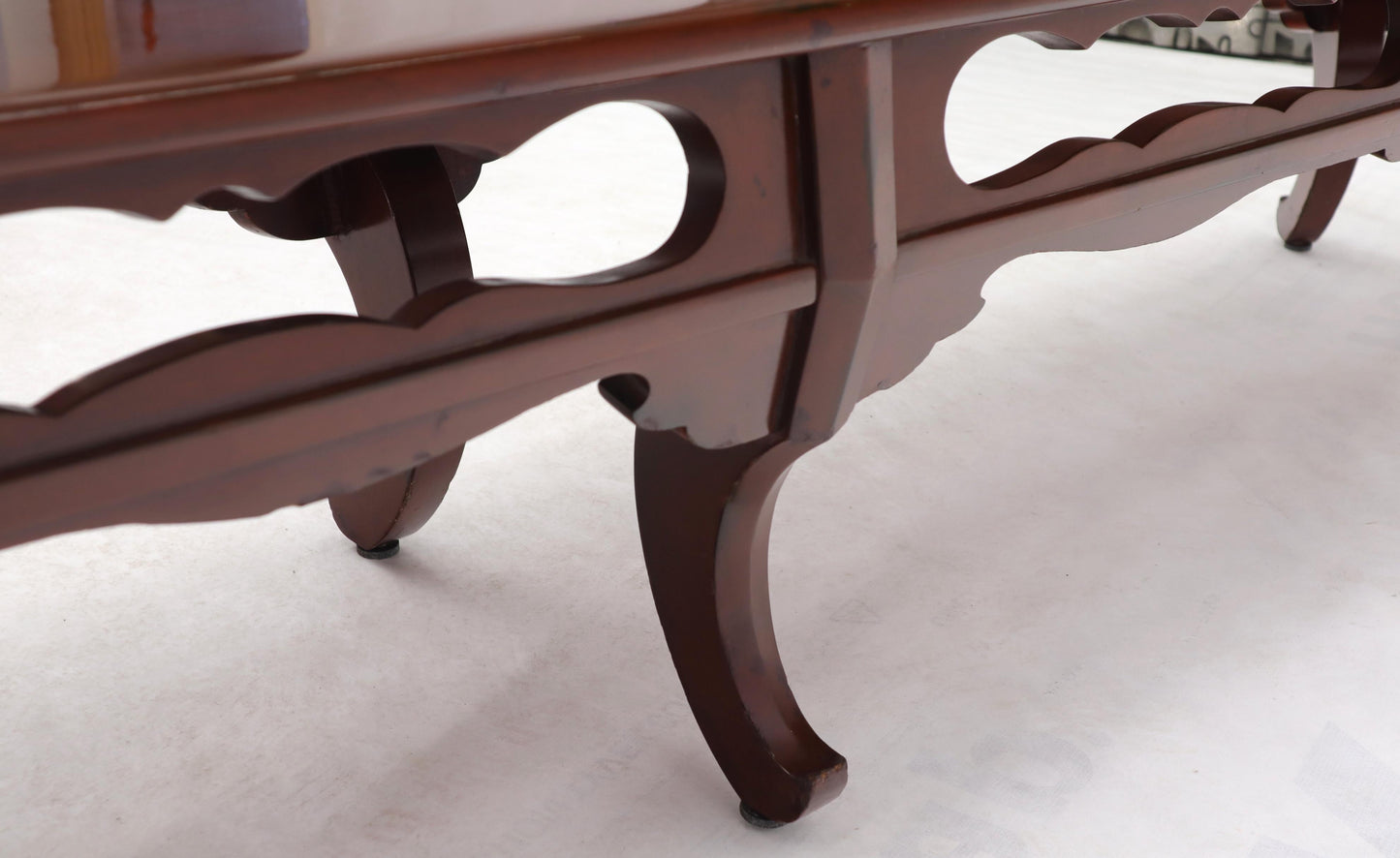 EstablishedLines Long Six-Legged Blood Cherry Lacquer Finish Display Bench