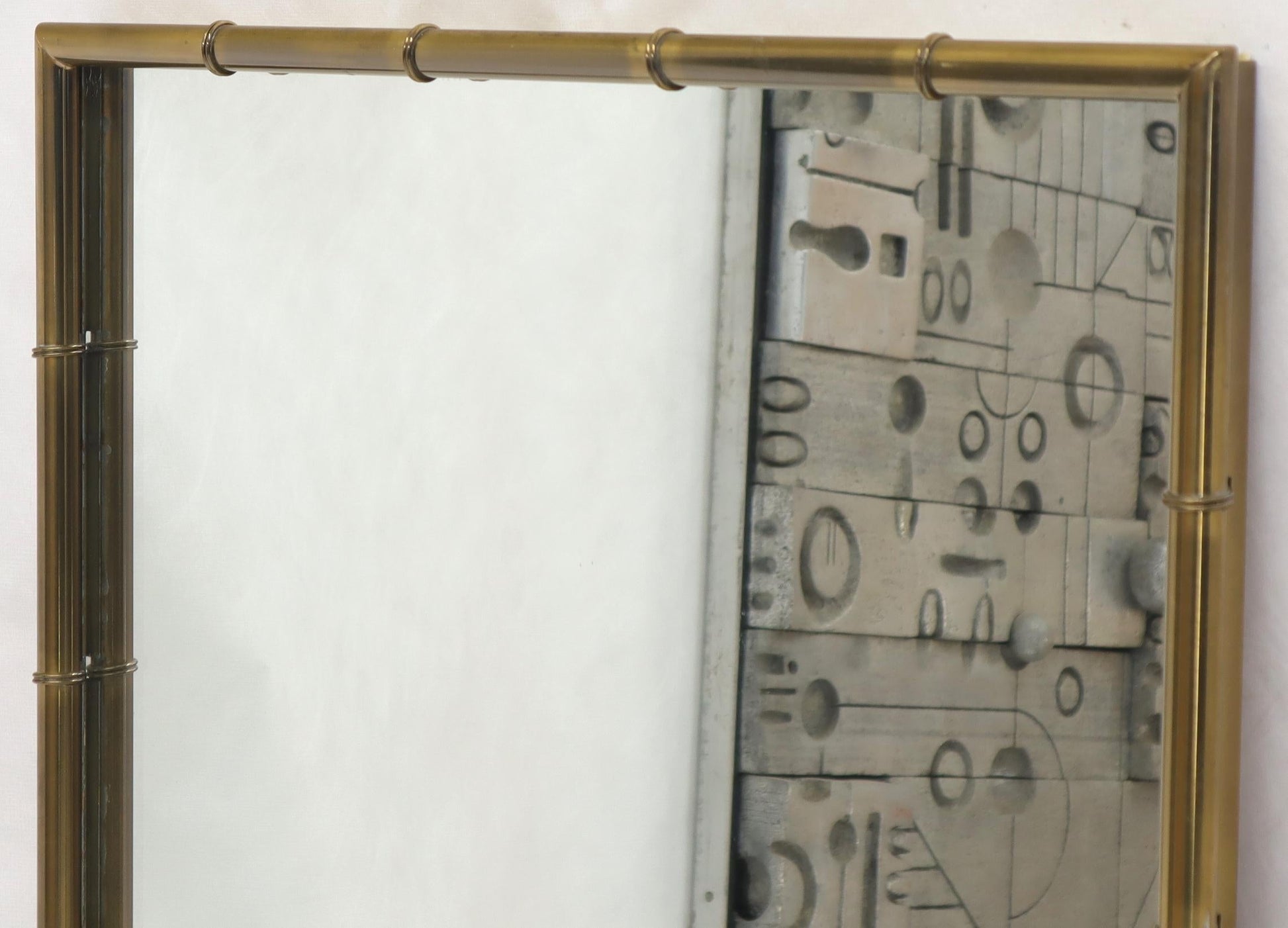 EstablishedLines Faux Brass Bamboo Frame Rectangular Mirror