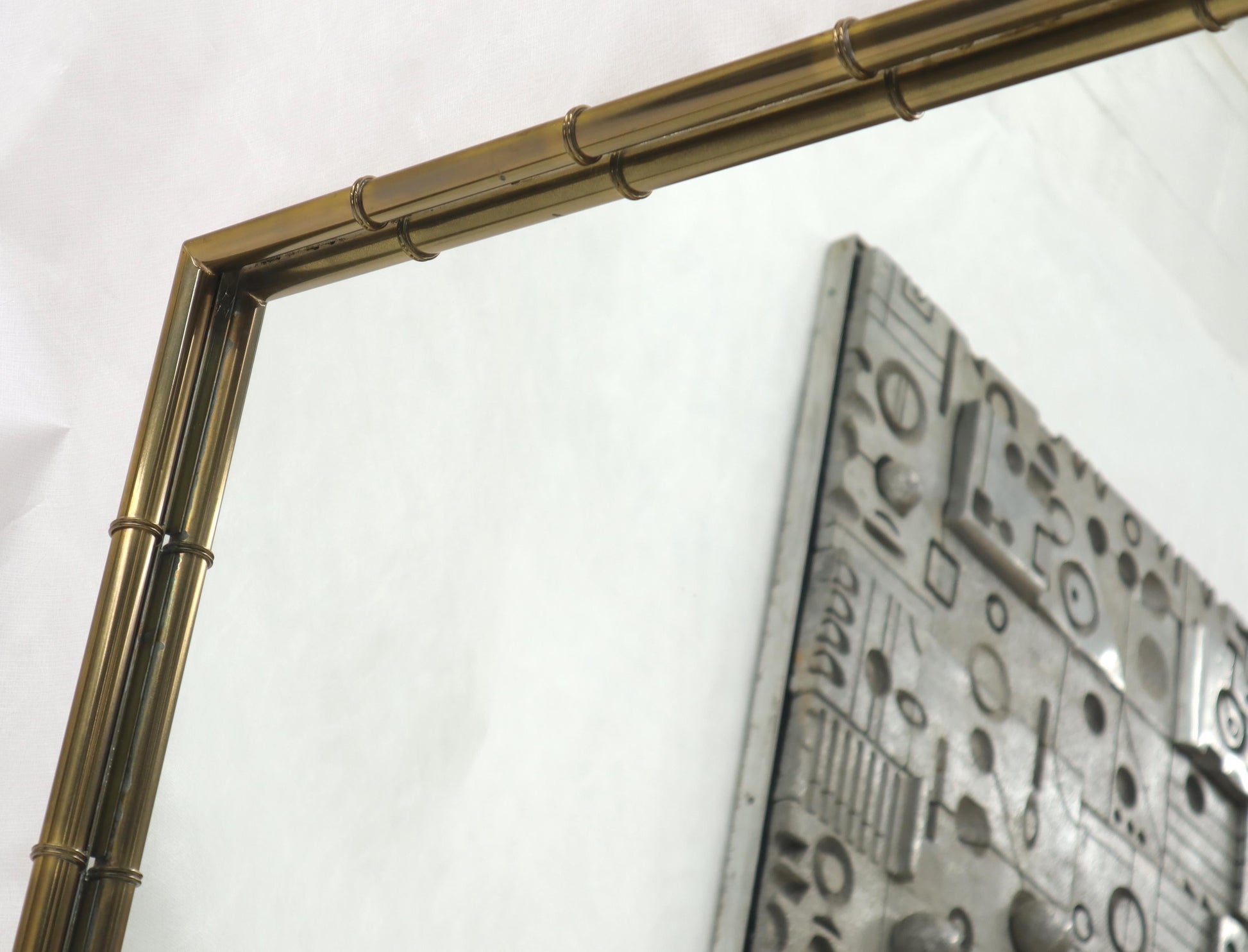 EstablishedLines Faux Brass Bamboo Frame Rectangular Mirror